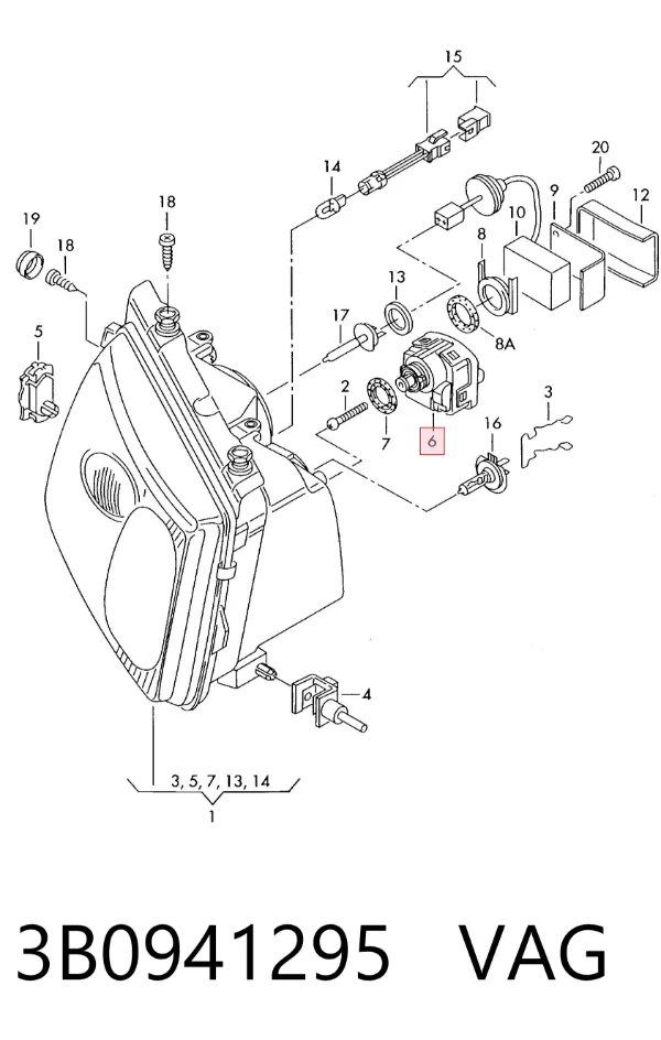 Korektor swiatel 3B0941295 VAG