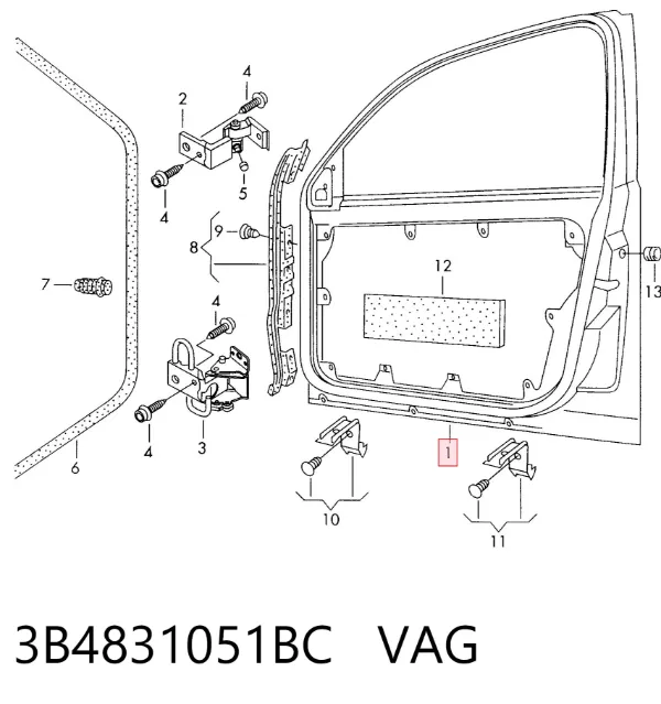 Drzwi przednie lewe 3B4831051BC VAG