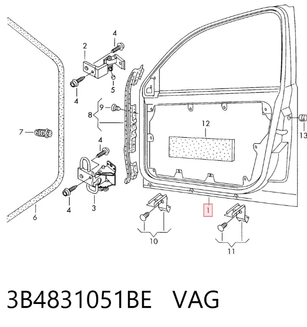 Drzwi przednie lewe 3B4831051BE VAG