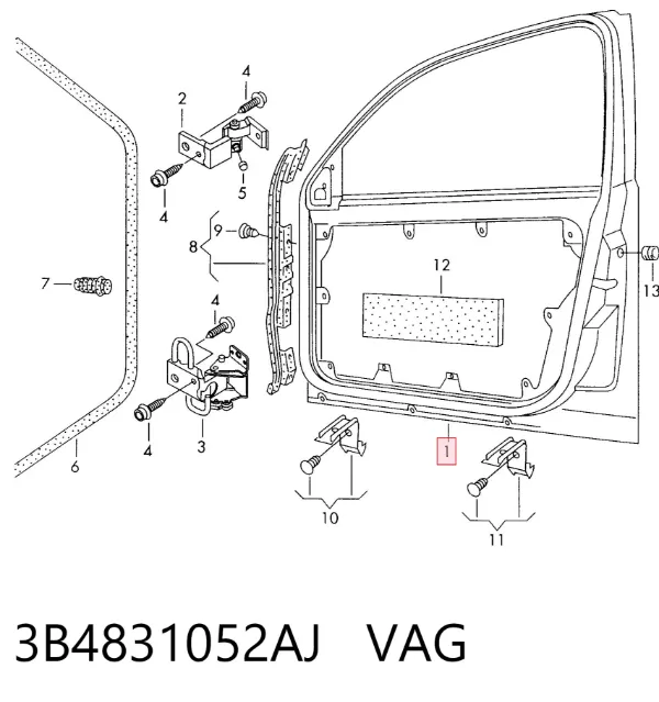 Drzwi przednie prawe 3B4831052AJ VAG
