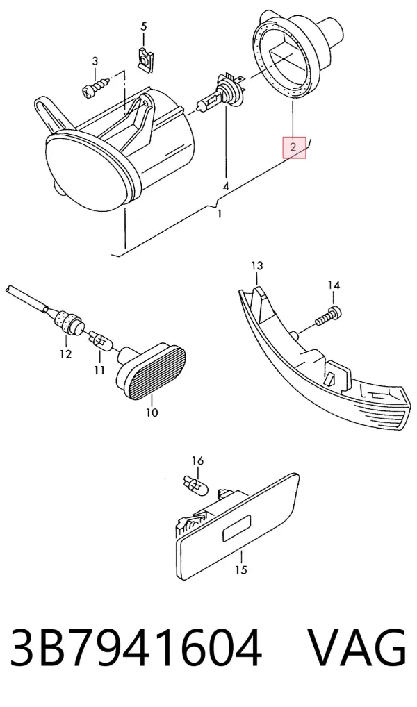 Lampa przeciwmgielna prawa 3B7941604 VAG