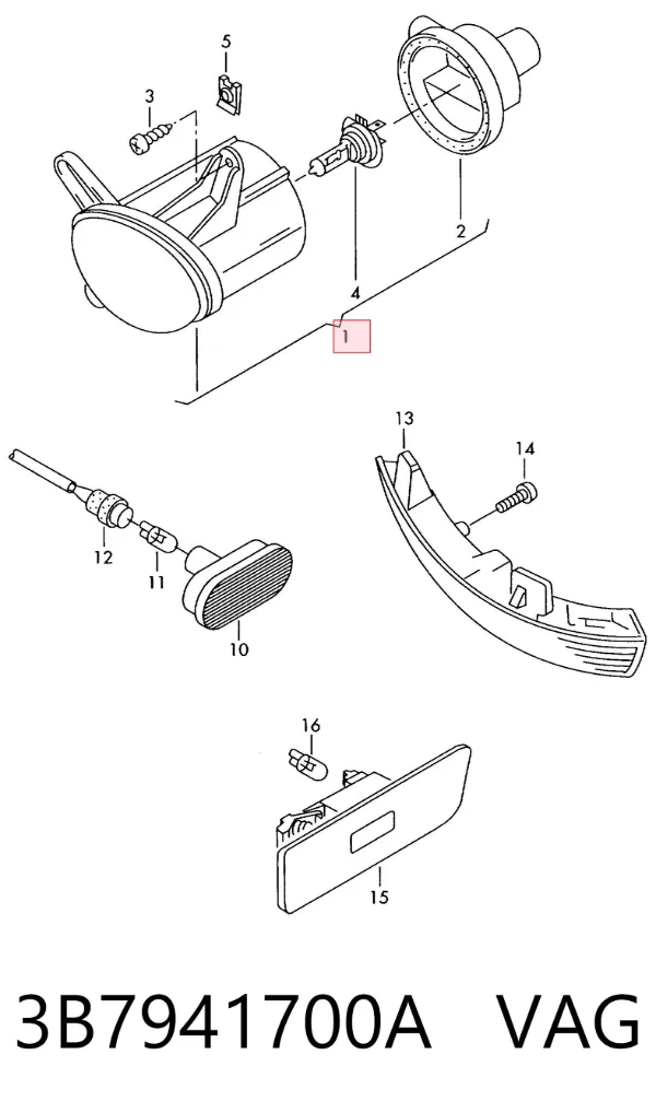 Lampa przeciwmgielna prawa 3B7941700A VAG