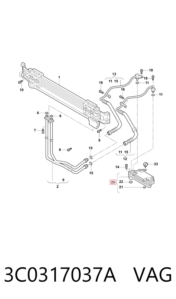 Chłodnica automatycznej/mechanicznej skrzyni biegów 3C0317037A VAG
