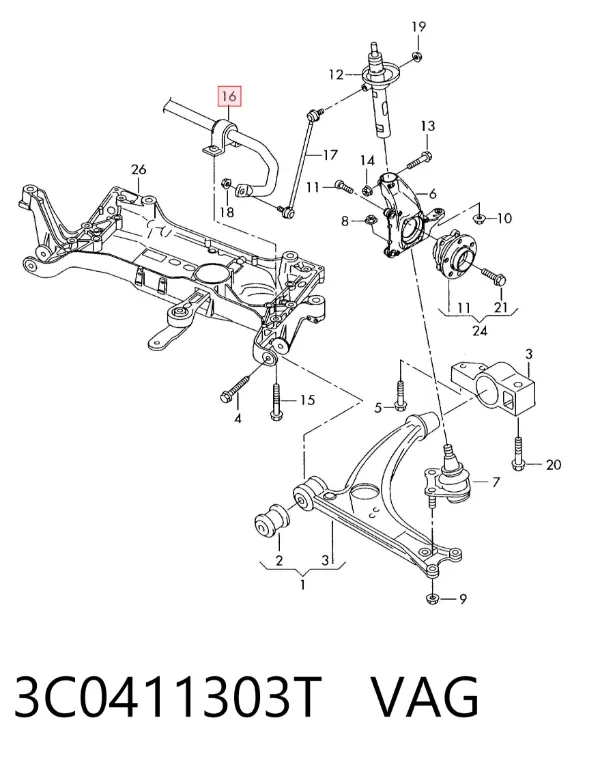 Stabilizator przedni 3C0411303T VAG