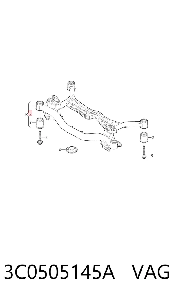 Silentblock tylnej belki 3C0505145A VAG
