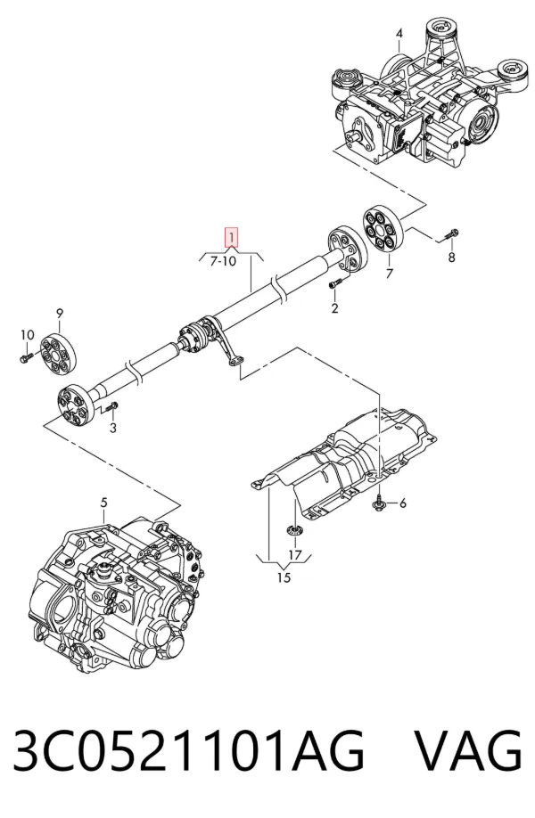 Wał Cardana tylny, kompletny Volkswagen Passat B6