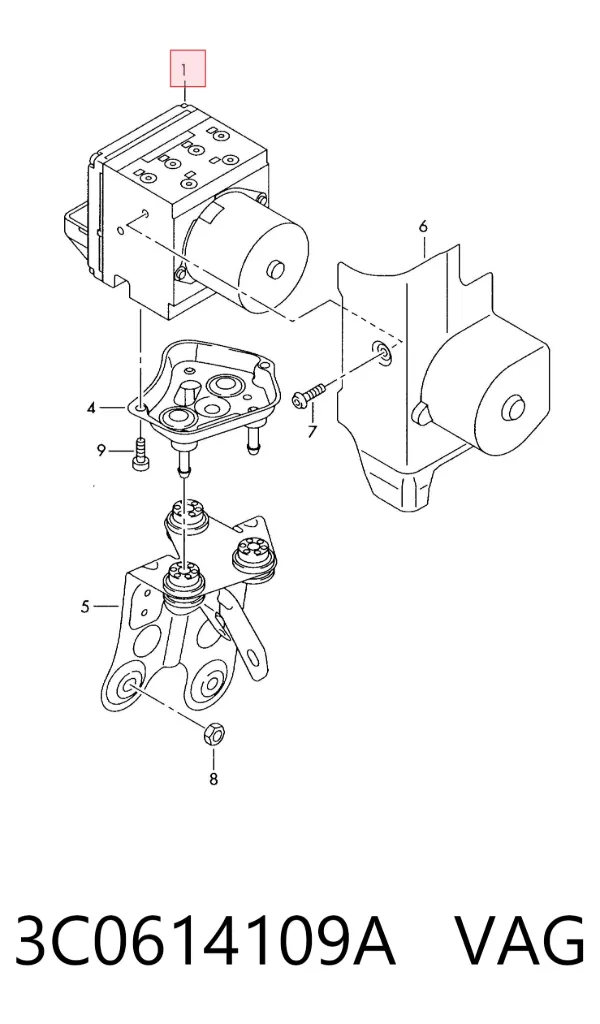 Sterownik ABS  hydrauliczny 3C0614109A VAG