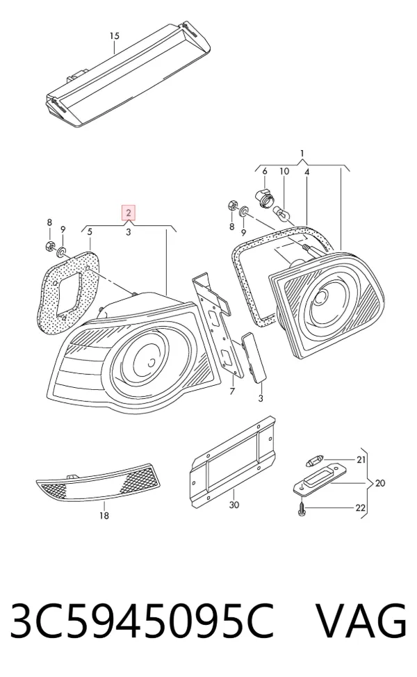 Lampa zespolona tylna lewa zewnętrzna 3C5945095C VAG