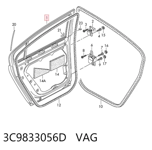Drzwi tylne prawe 3C9833056D VAG
