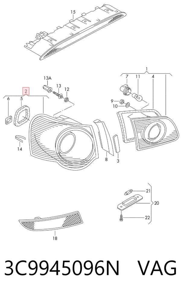 Lampa zespolona tylna prawa zewnętrzna 3C9945096N VAG