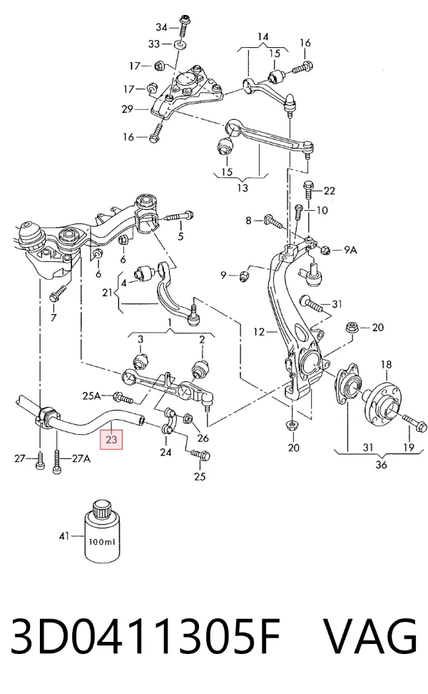 Stabilizator przedni 3D0411305F VAG