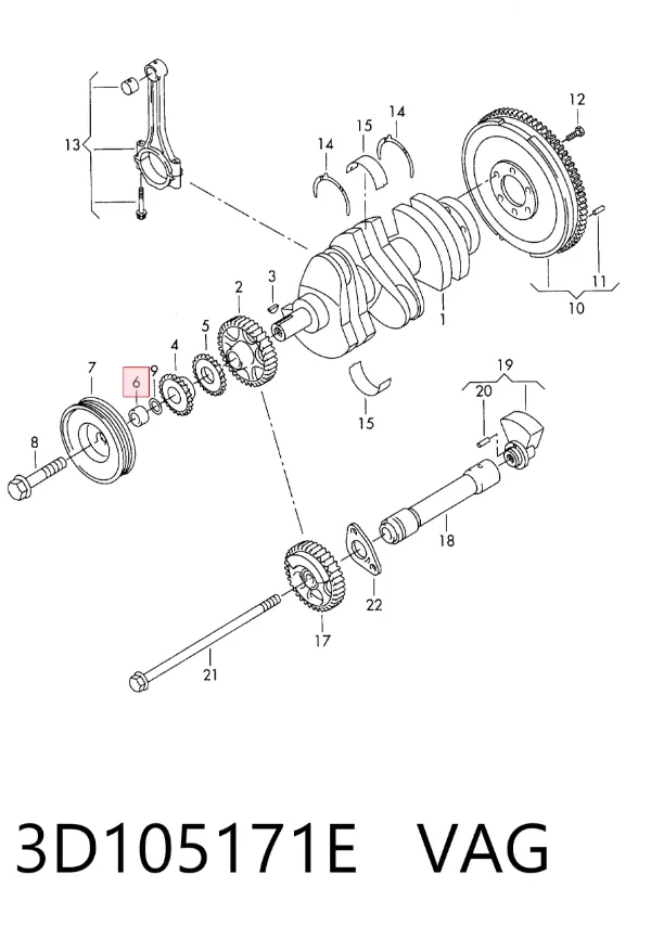 Podkładka wału korbowego 3D105171E VAG