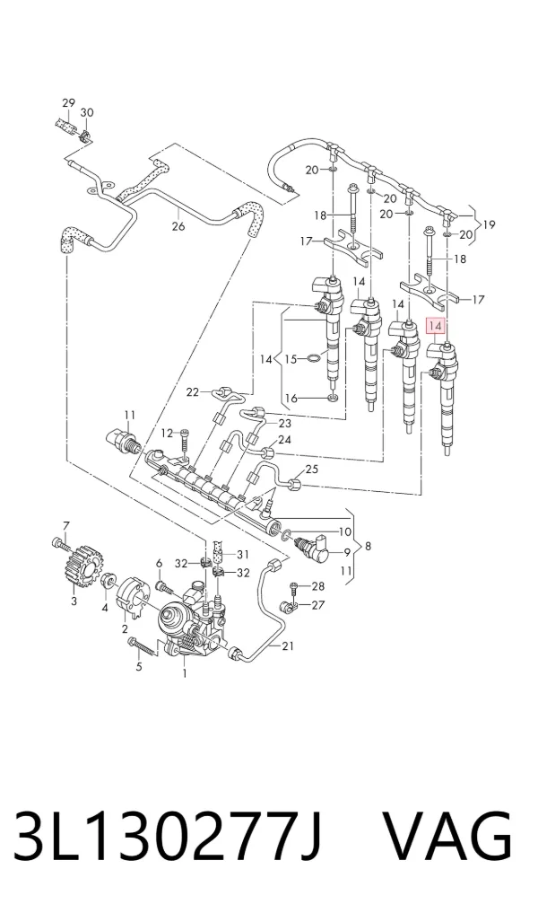 Wtryskiwacz paliwa 3L130277J VAG