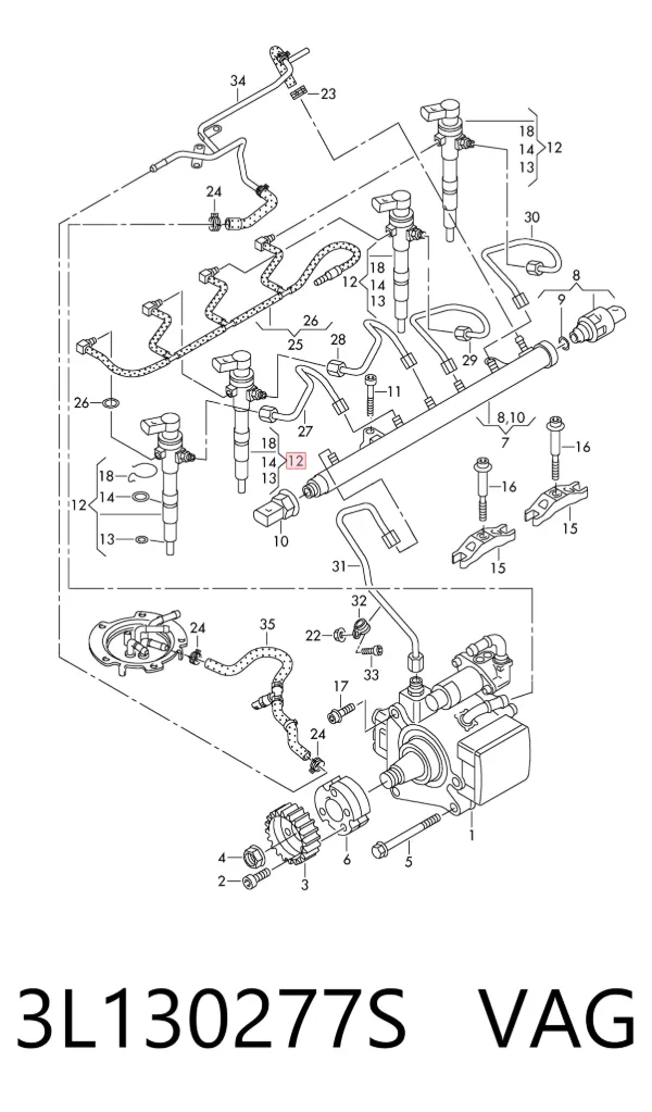 Wtryskiwacz paliwa 3L130277S VAG