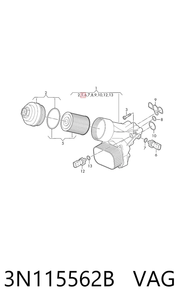 Filtr oleju 3N115562B VAG