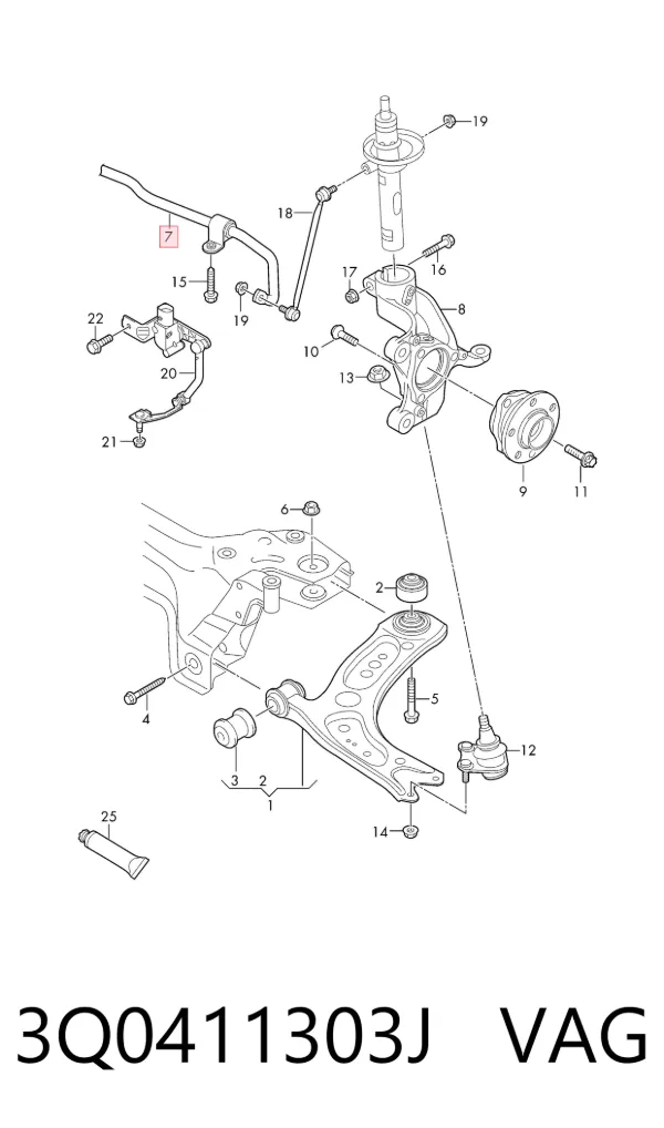 Stabilizator przedni 3Q0411303J VAG
