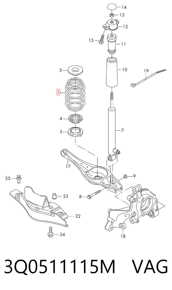 Sprężyna tylna 3Q0511115M VAG