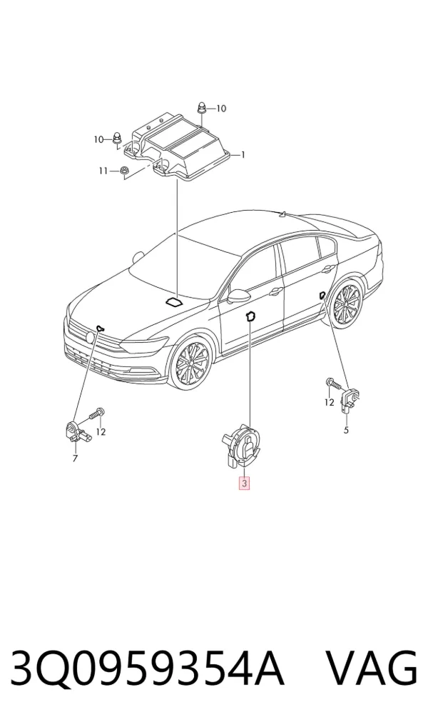 Czujnik AIRBAG przedni 3Q0959354A VAG
