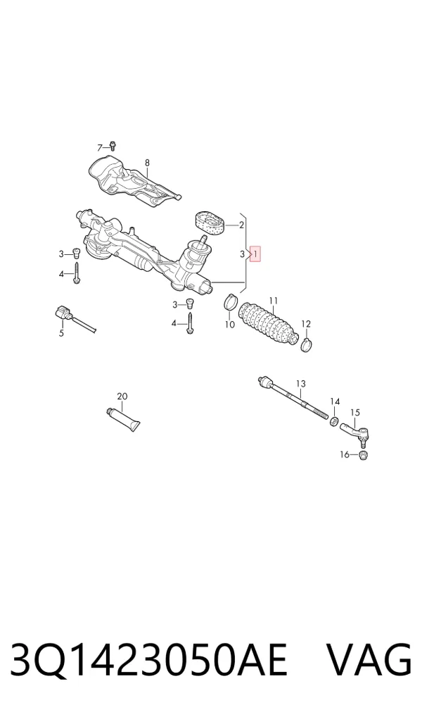 Listwa kierownicza (maglownica) 3Q1423050AE VAG