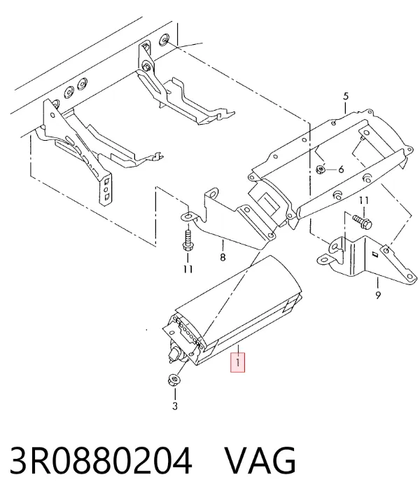Poduszka powietrzna (Airbag) pasażera 3R0880204 VAG