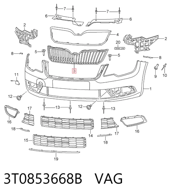 Atrapa chłodnicy 3T0853668B VAG