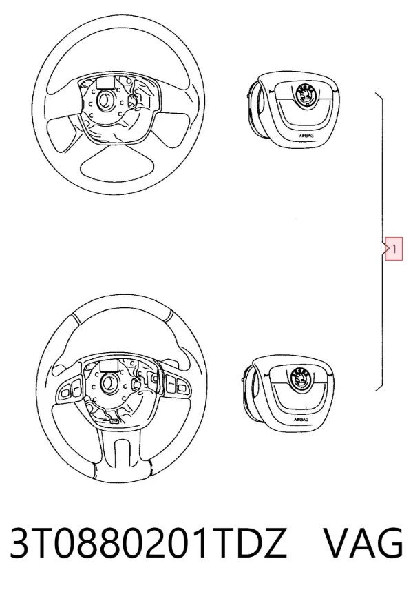 Poduszka powietrzna (Airbag) kierowcy 3T0880201TDZ VAG
