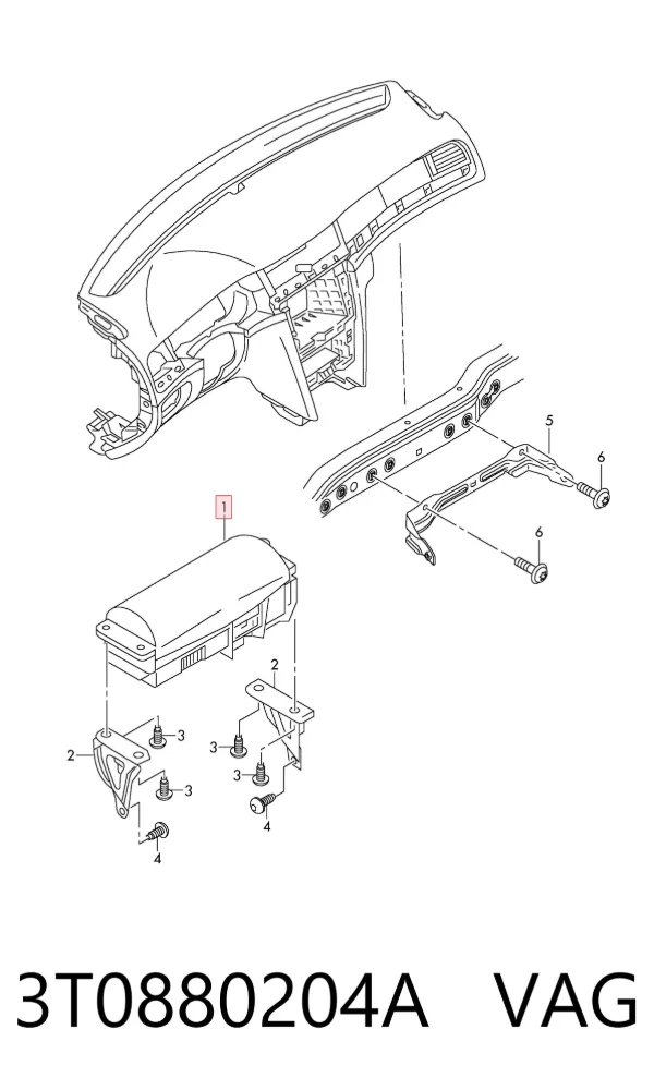 Poduszka powietrzna (Airbag) pasażera 3T0880204A VAG