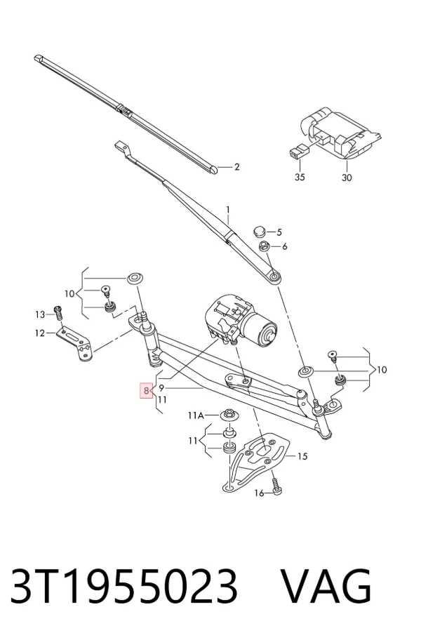 Mechanizm wycieraczek 3T1955023 VAG