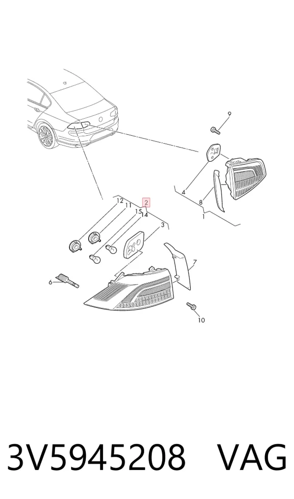 Lampa zespolona tylna prawa zewnętrzna 3V5945208 VAG