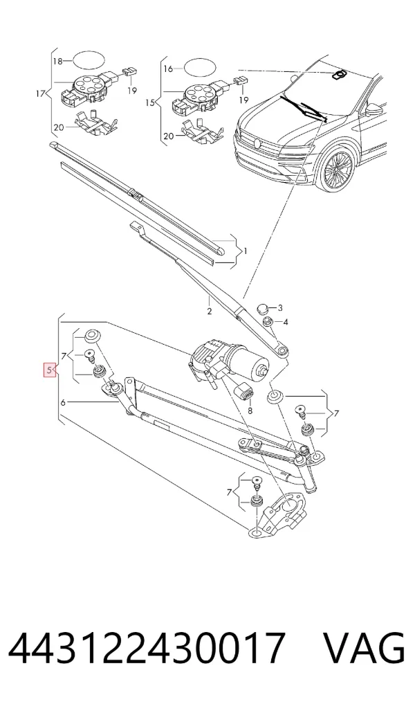 Mechanizm wycieraczek Skoda KAROQ NU7, ND7