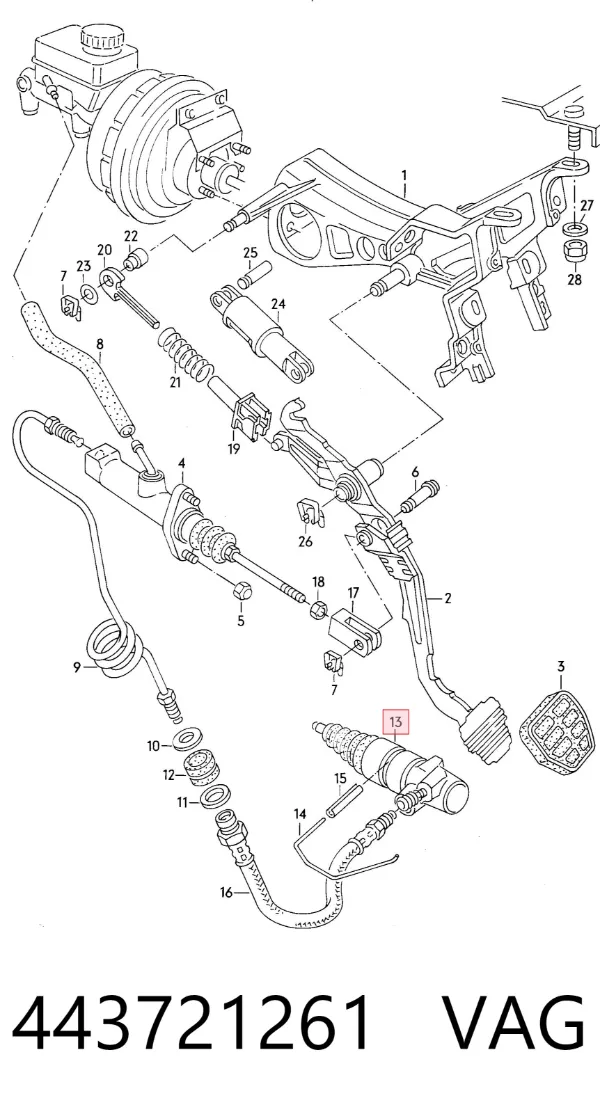 Cylinder roboczy sprzęgła 443721261 VAG