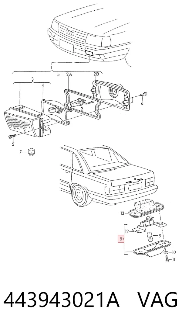 Lampa oświetlenia tylnej tablicy rejestracyjnej Audi 100 C3
