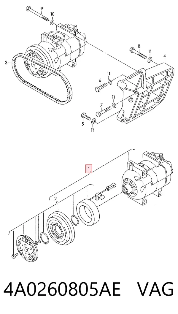 Sprężarka klimatyzacji 4A0260805AE VAG