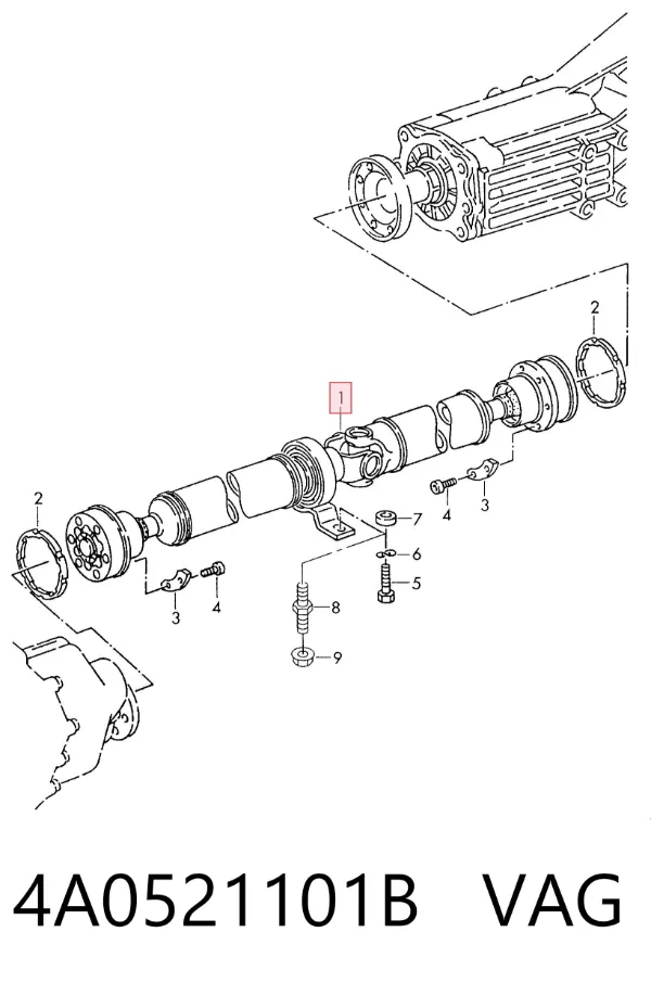 Łożysko podwieszane wału Cardana 4A0521101B VAG
