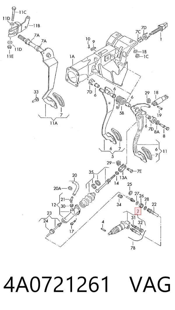 Cylinder roboczy sprzęgła 4A0721261 VAG