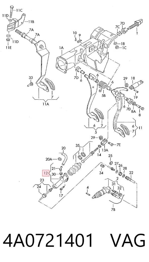 Cylinder sprzęgła główny 4A0721401 VAG