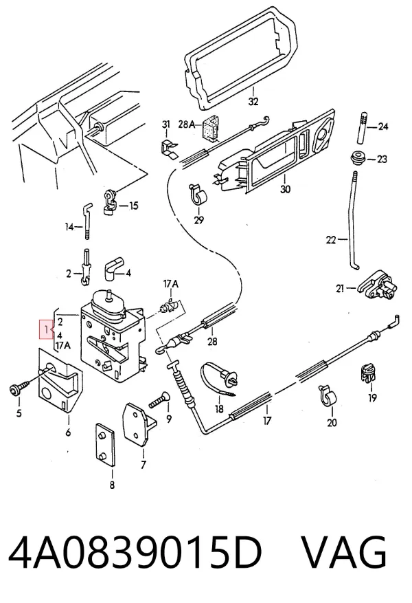 Zamek drzwi tylnych lewych 4A0839015D VAG