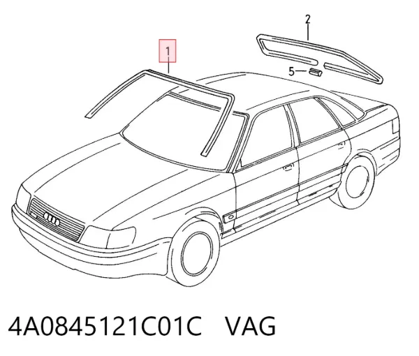Uszczelka szyby przedniej 4A0845121C01C VAG