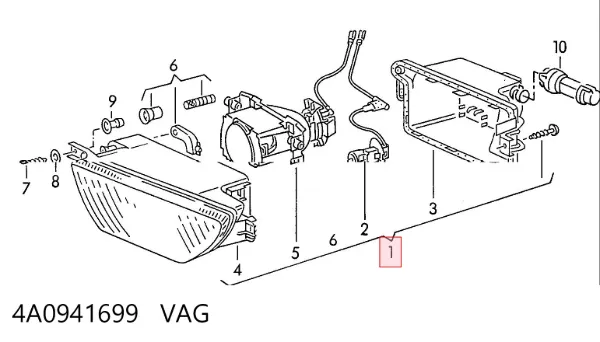 Lampa przeciwmgielna lewa 4A0941699 VAG