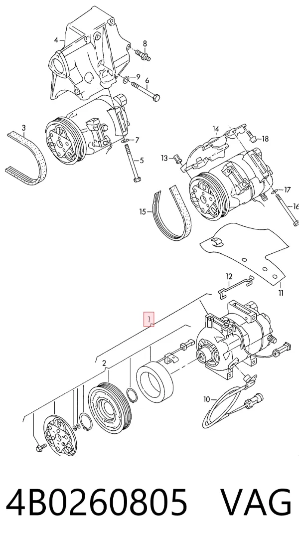 Sprężarka klimatyzacji 4B0260805 VAG
