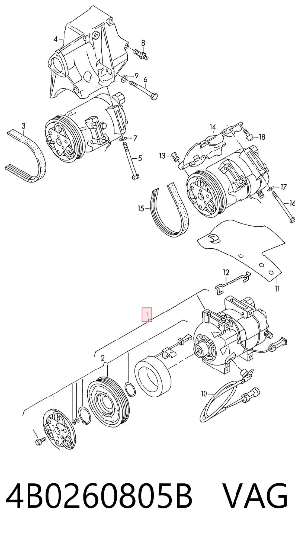 Sprężarka klimatyzacji 4B0260805B VAG