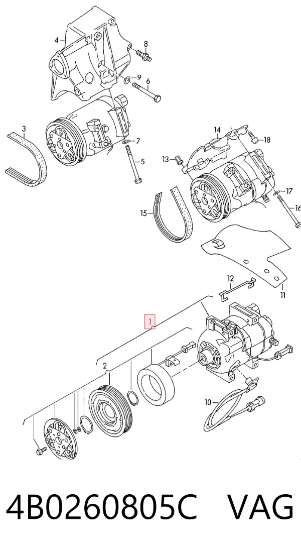 Sprężarka klimatyzacji 4B0260805C VAG