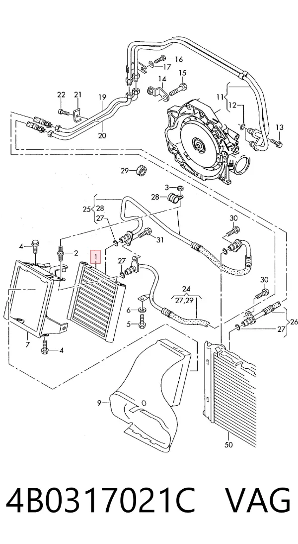 Chłodnica automatycznej/mechanicznej skrzyni biegów 4B0317021C VAG