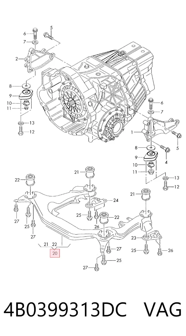 Korpus osi przedniej 4B0399313DC VAG