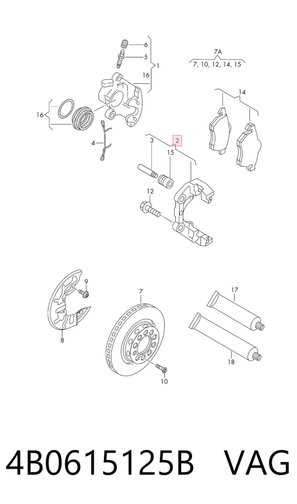 Jarzmo zacisku hamulcowego przedniego 4B0615125B VAG
