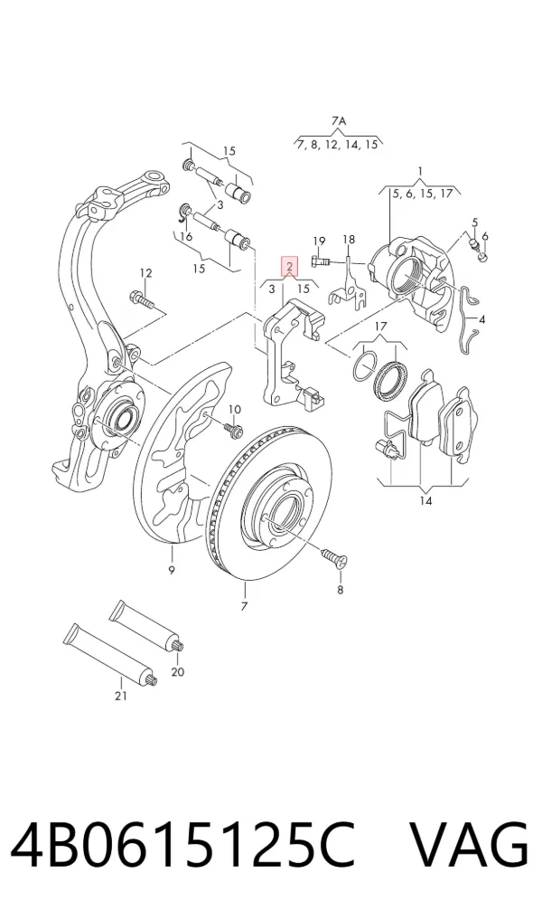 Jarzmo zacisku hamulcowego przedniego 4B0615125C VAG