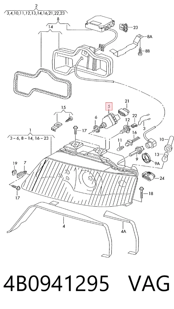 Korektor swiatel 4B0941295 VAG