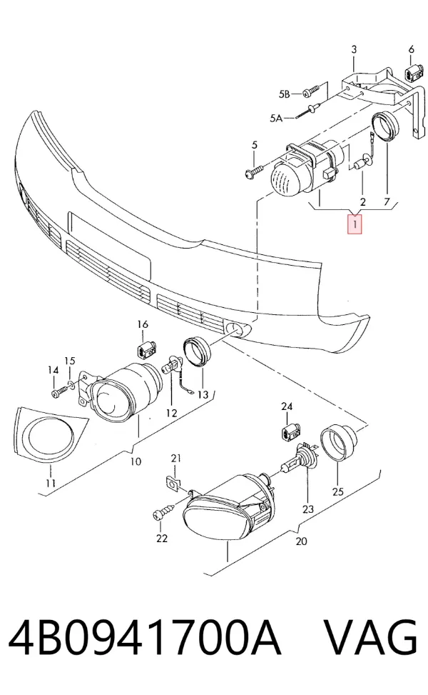 Lampa przeciwmgielna prawa 4B0941700A VAG