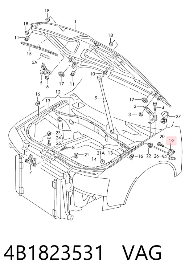 Linka otwierania maski Audi A6 C5