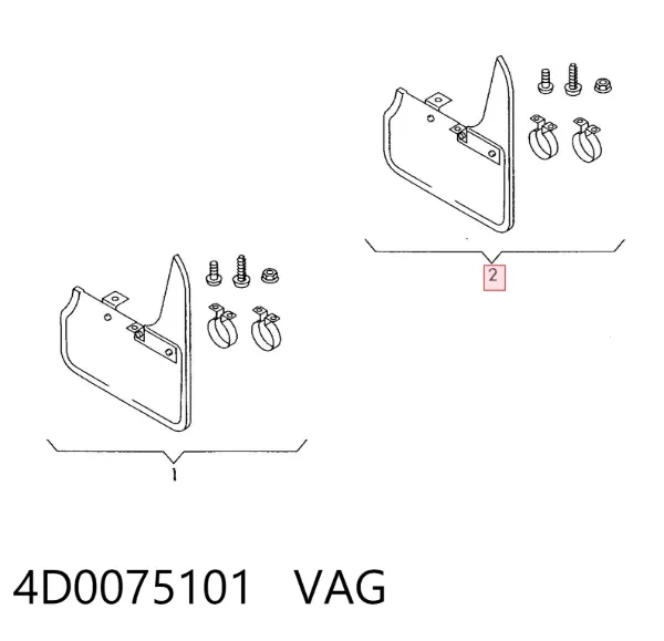 Chlapacze tylne, komplet 4D0075101 VAG